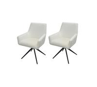 Lot de 2 chaises de salle à manger HWC-L91, chaise de cuisine accoudoir pivotant Auto-Position tissu/textile crème-beige