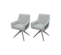 Lot de 2 chaises de salle à manger HWC-L91, chaise de cuisine accoudoir pivotant Auto-Position tissu/textile gris clair similicuir gris foncé