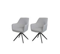 Lot De 2 Chaises De Salle À Manger Hwc-L79, Chaise De Cuisine, Chaise Avec Accoudoirs, Pivotante Auto-Position Tissu/Textile Crème-Beige Multicolore