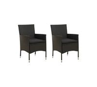 Vidaxl Chaises De Jardin 2 Pcs Avec Coussins Résine Tressée Noir Noir