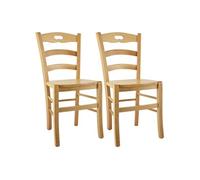 Lot de 2 chaise H. 88 cm non empilable non pliable interieur en bois naturel
