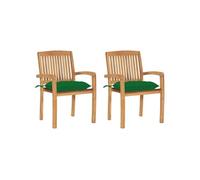 Lot de 6 Chaises de Jardin Empilables avec Coussins Siège Teck Solide vidaXL