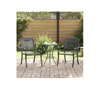 Lot de 2 chaise H. 91 cm non pliable en aluminium exterieur noir