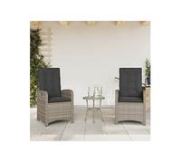 Lot de 2 chaise H. 93 cm empilable non pliable en rotin exterieur gris