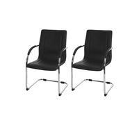 2x Chaise de salle à manger Samara, chaise cantilever, chaise de cuisine avec dossier, PVC acier noir