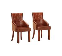 vidaXL Chaises de salle à manger Marron Cuir de chèvre véritable 2 pièces