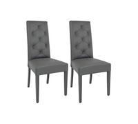 Lot de 2 chaise H. 99 cm non empilable non pliable en bois massif interieur gris