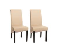 2x chaise de salle à manger chaise de cuisine chaise M37 cuir, crème, pieds foncés