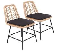Happy Garden Lot de 2 chaises OKA en rotin synthétique avec coussins, résistant UV et déperlant