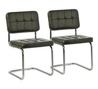 Lot de 2 chaise happy garden interieur en acier gris H. 86 cm Vert kaki G