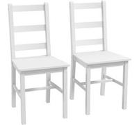 HomCom Chaises dossier lattes style rural chic bois de pin blanc – Lot de 2