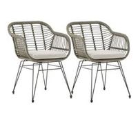 Lot de 2 chaise idimex exterieur non pliable en rotin H. 82 cm gris gris G