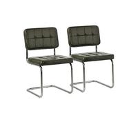 Happy Garden - Chaises cantilever MARIA - Simili vert kaki, mousse, structure acier - Lot de 2