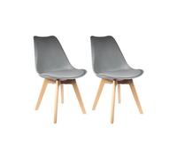 Lot de 2 chaise interieur non empilable non pliable en bois massif H. 82.5 cm gris