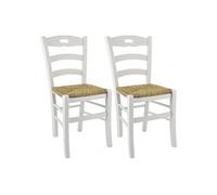 Lot de 2 chaise interieur non empilable non pliable en bois massif H. 88 cm blanc