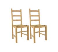 Lot de 2 chaise interieur non empilable non pliable en bois massif H. 97 cm naturel