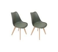 MEDALINE - Lot de 2 Chaises Scandinaves Kaki