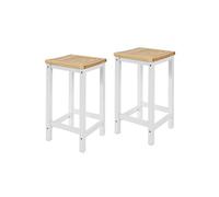 Lot de 2 chaise sobuy interieur non pliable H. 61 cm en bois Blanc