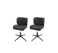 2x Chaise de salle à manger HWC-H42, pivotante, réglable en hauteur tissu, gris foncé, pied noir