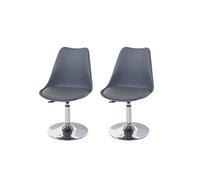 Mendler 2X Chaise pivotante Malmö T501, réglable en Hauteur, Similicuir - Gris foncé