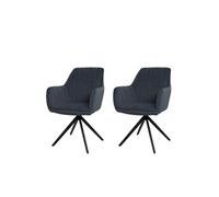 Lot de 2 chaises de salle à manger HWC-L79, chaise de cuisine fauteuil chaise avec accoudoirs, pivotante Auto-Position tissu/textile anthracite