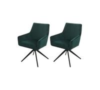 Mendler Lot de 2 chaises de salle à manger HWC-L91 Auto-Position tissu/textile vert