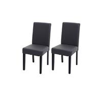 Mendler Chaise de salle à manger Littau imitation cuir gris mat pieds foncés multicolore Lot de 2
