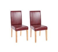 Lot de 2 chaises de séjour Littau - simili-cuir, brun rouge, pieds clairs