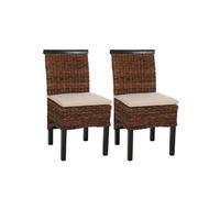 Mendler Lot de 2 chaises M45, banane tressée, 47x54x93 cm, pieds foncés, avec coussin multicolore