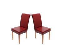 Lot de 2 chaises de séjour Novara II, cuir rouge/pieds clairs