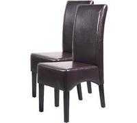 Lot De 2 Chaises Latina, Salle À Manger, Cuir Reconstitué Marron, Pieds Foncés Multicolore