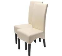 Lot de 2 chaises Latina, salle à manger, cuir reconstitué crème, pieds clairs