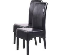 Lot De 2 Chaises Latina, Salle À Manger, Cuir Reconstitué Noir, Pieds Foncés Multicolore