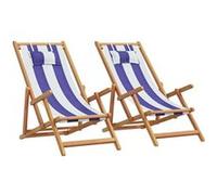Chaise pliante en tissu et structure en bois bleue vidaXL