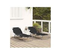 Lot de 2 chaise longue GENERIQUE L. 56 cm en plastique H. 87 cm pliable