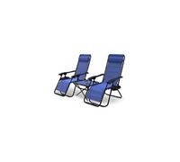 vounot® Lot de 2 Chaise Longue inclinable avec Table Pliable Support de Gobelet Chaise de Jardin Pliable en Textilène Chaise Longue avec Rembourrage de Tête Charge Max 120 kg Bleu