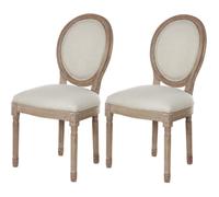 Lot de 2 - Chaise MEDAILLON Beige - Marque ATHM DESIGN - Pieds Bois - Assise Tissu - Pour Salle à manger