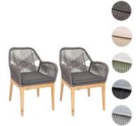 Lot de 2 chaise en acacia non pliable exterieur gris
