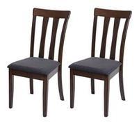 2 X Chaises De Salle À Manger Hwc-G46 Tissu/Textile Bois Massif Cadre Foncé, Gris Foncé Multicolore