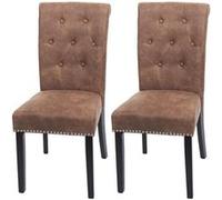 Lot De 2 Chaises De Salle À Manger Chesterfield Ii, Rivets Tissu/Textile Marron Pieds Foncés Multicolore