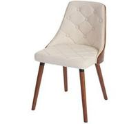 2x chaise de salle à manger Osijek, fauteuil, aspect noix, bois cintré similicuir, crème