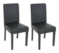 Mendler Chaises de séjour Littau – Lot de 2 – Simili-cuir noir mat, pieds foncés