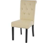 2x Chaise De Salle À Manger Chesterfield Ii, Fauteuil Avec Rivets, Similicuir Crème, Pieds Foncés Multicolore