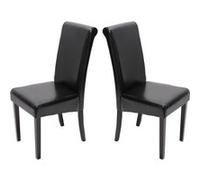 Lot de 2 chaises de séjour Novara II, cuir noir/pieds foncés Noir G