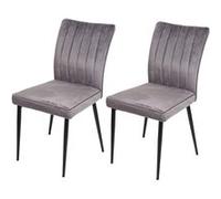 Lot de 2 chaises de salle à manger HWC-K16, chaise de cuisine, velours métal gris foncé