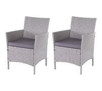 2x chaise de jardin en poly rotin Halden chaise en osier ~ gris coussins anthracite