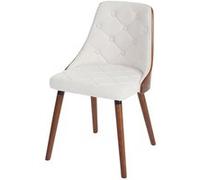 Lot de 2 Chaises de Salle à Manger HWC-A75 - Bois Courbé Noyer - Similicuir Blanc