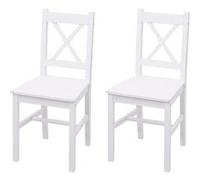 2x Chaise De Salle À Manger Hwc-F77, Style Rustique-Cottage, En Bois Massif Blanc Blanc