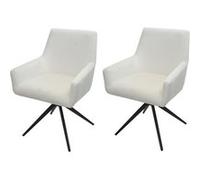 Lot de 2 chaises de salle à manger HWC-L91, chaise de cuisine accoudoir pivotant Auto-Position tissu/textile crème-beige