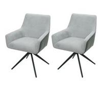 Lot de 2 chaises de salle à manger HWC-L91, chaise de cuisine accoudoir pivotant Auto-Position tissu/textile gris clair similicuir gris foncé